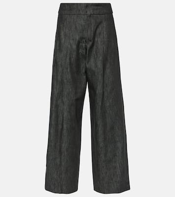 Chambray wide-leg pants