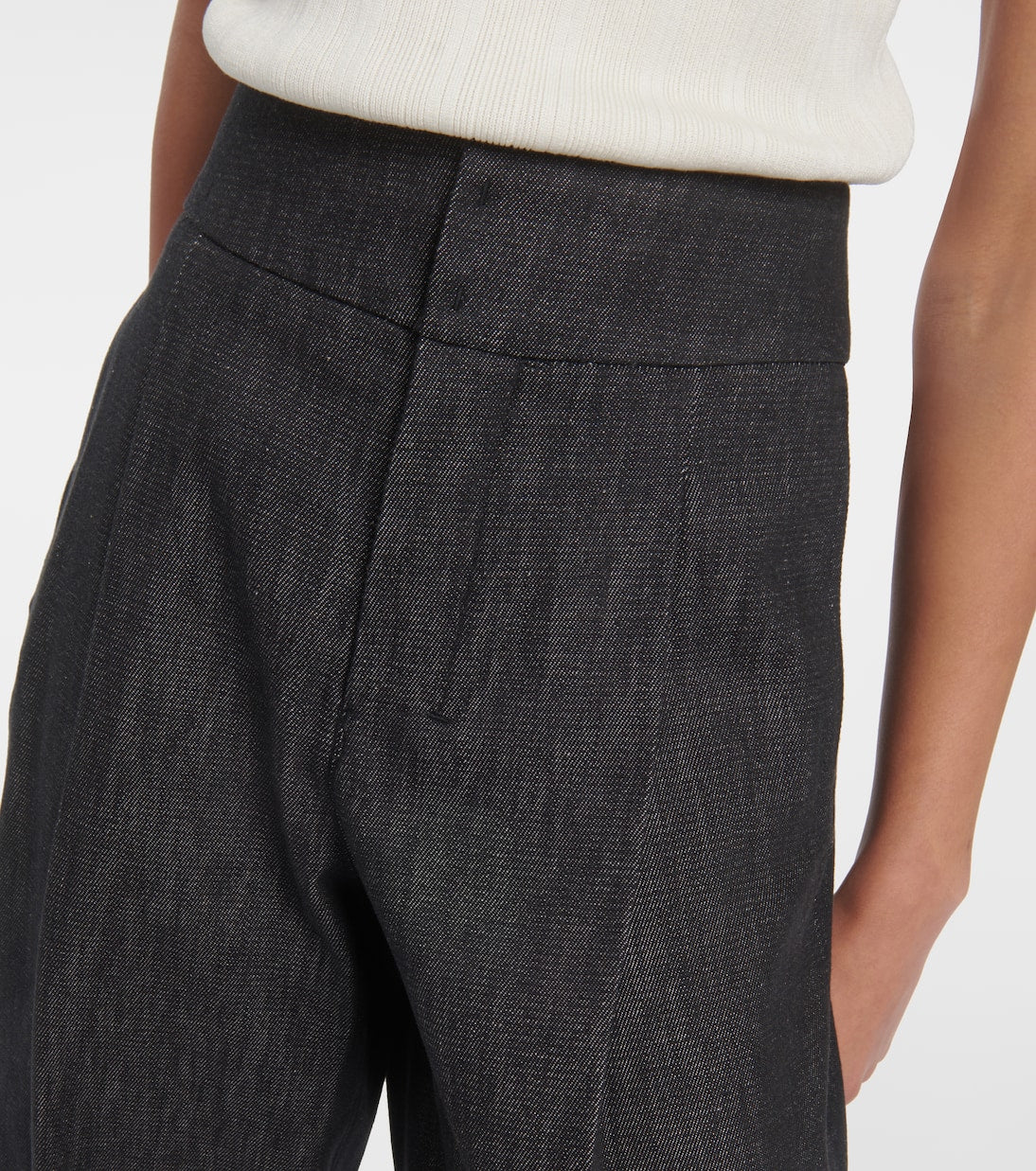 Chambray wide-leg pants