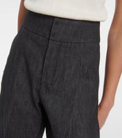 Chambray wide-leg pants