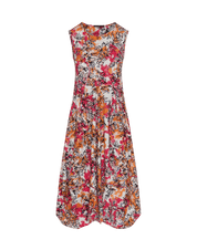 Praise Sleeveless dress in orange and fuchsia printed