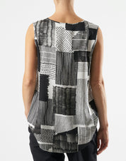 Cue Sleeveless tank in "Marker" print tech satin