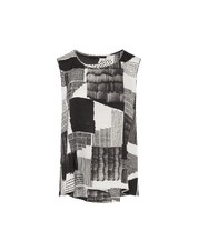 Cue Sleeveless tank in "Marker" print tech satin