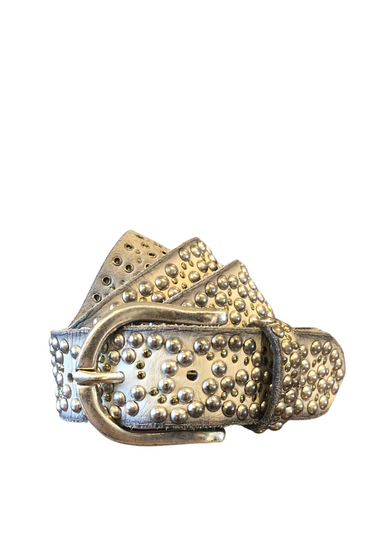 Fiesta Slim Cream Belt with silver rivets