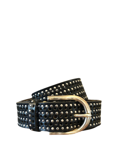 Romee Black Belt with Silver Buttons