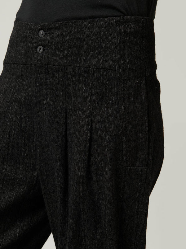 Cotton Stripe Black Pant