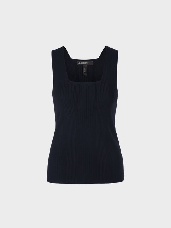 Knitted top with wide straps in black