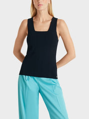 Knitted top with wide straps in black