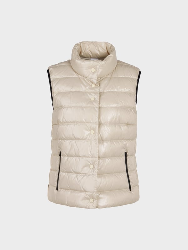 Down waistcoat with stand-up collar Beige