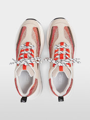 Leather sneaker with glitter appliqué