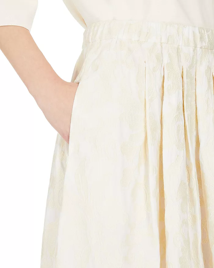 Anzio full embroidered cotton skirt ecru