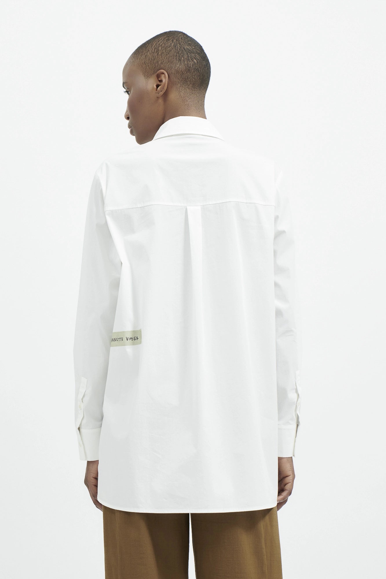 Shirt with a printed crêpe silk patch.