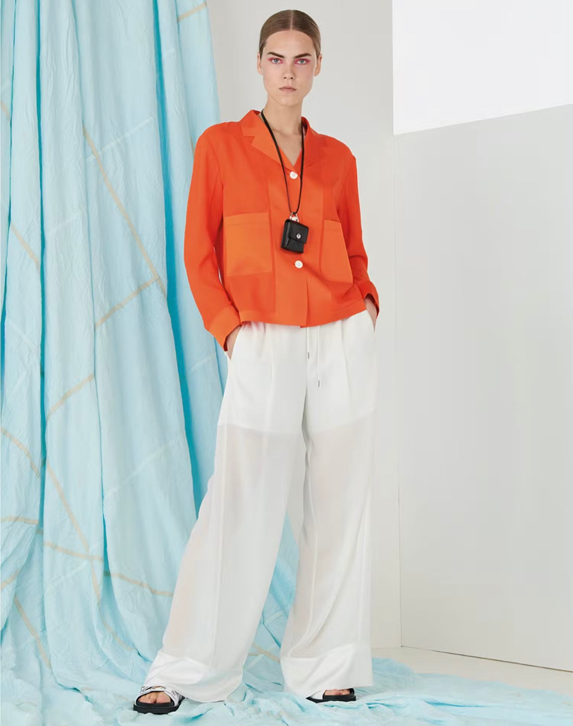 Uptodate Unstructured Shirt Jacket Orange