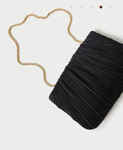 Brit Black Flat  Pleated Pouch
