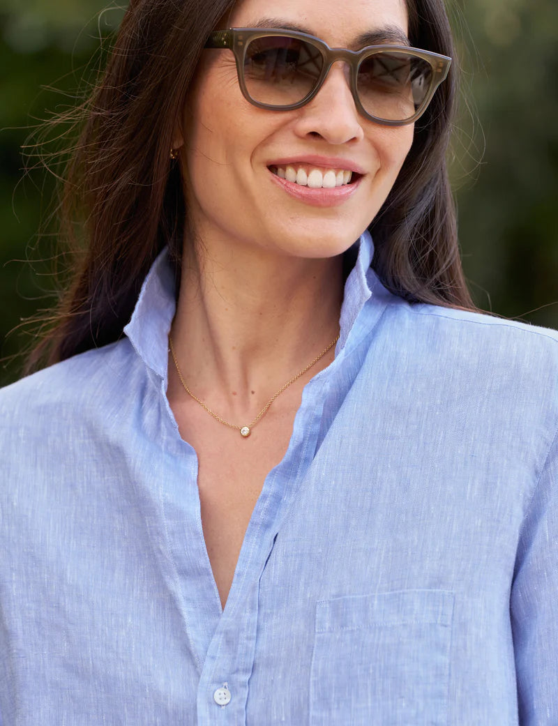 Eileen Relaxed Button Up Shirt Light Blue