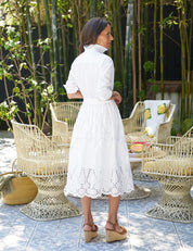 Grace Midi Eyelet Shirtdress white