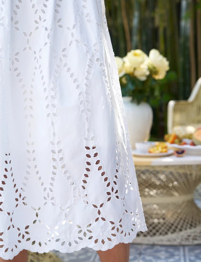 Grace Midi Eyelet Shirtdress white