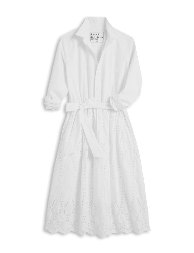 Grace Midi Eyelet Shirtdress white