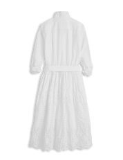 Grace Midi Eyelet Shirtdress white