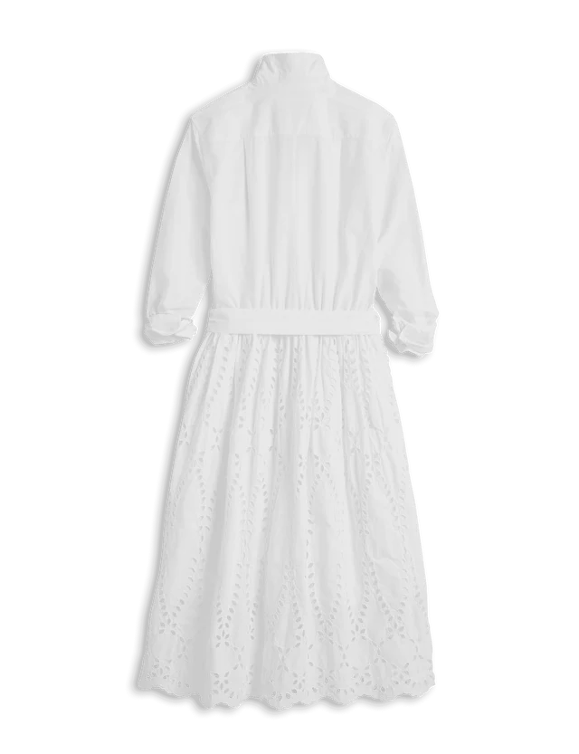 Grace Midi Eyelet Shirtdress white
