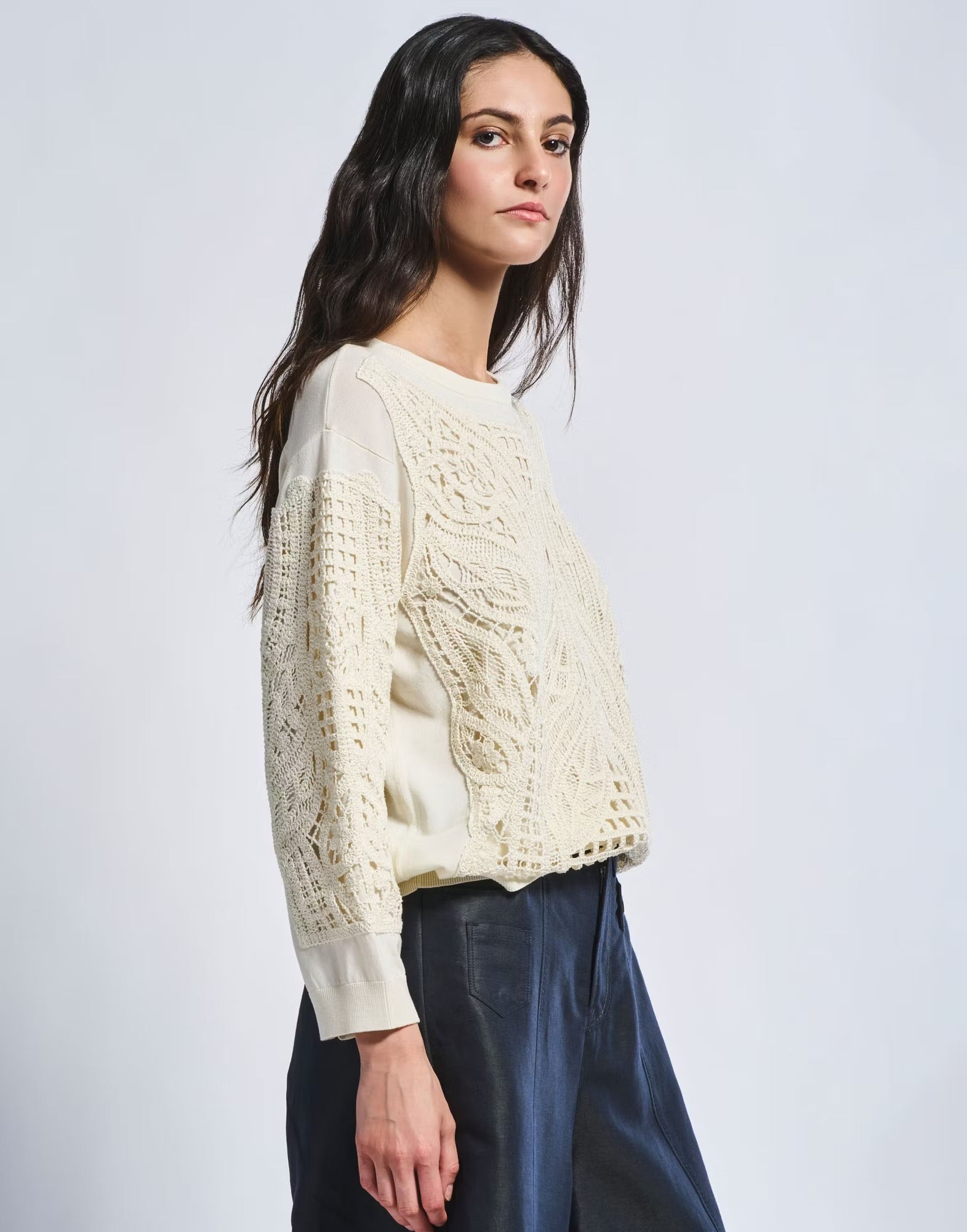Commendable Embroidered Sweater in silk-lyocell