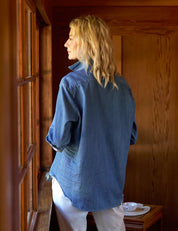 Eileen Woven Button Up Vintage Stonewashed Indigo