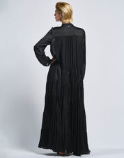 Maiden Long black technical satin shirtdress