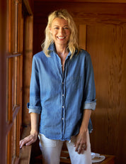 Eileen Woven Button Up Vintage Stonewashed Indigo