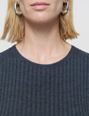 Merino Rib Knit Dress Grey