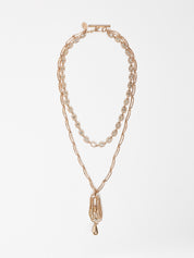 Origine double strand necklace gold