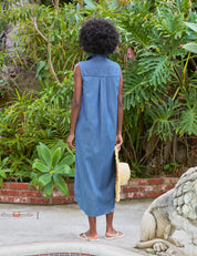 Rory Sleeveless Sleeveless Maxi Shirtdress Blue
