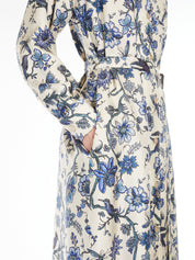 Printed Silk Shirtdress Blue