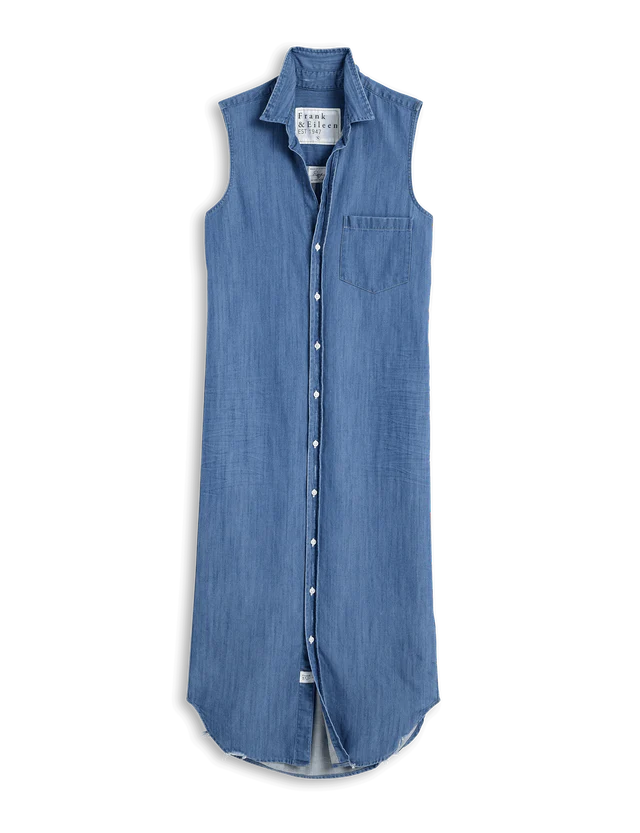 Rory Sleeveless Sleeveless Maxi Shirtdress Blue