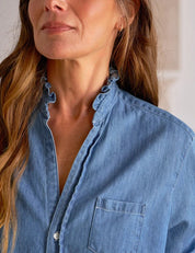 Eileen Ruffle Collar Button-Up Shirt