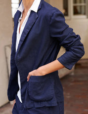 Dublin Tailored Linen Blazer Navy