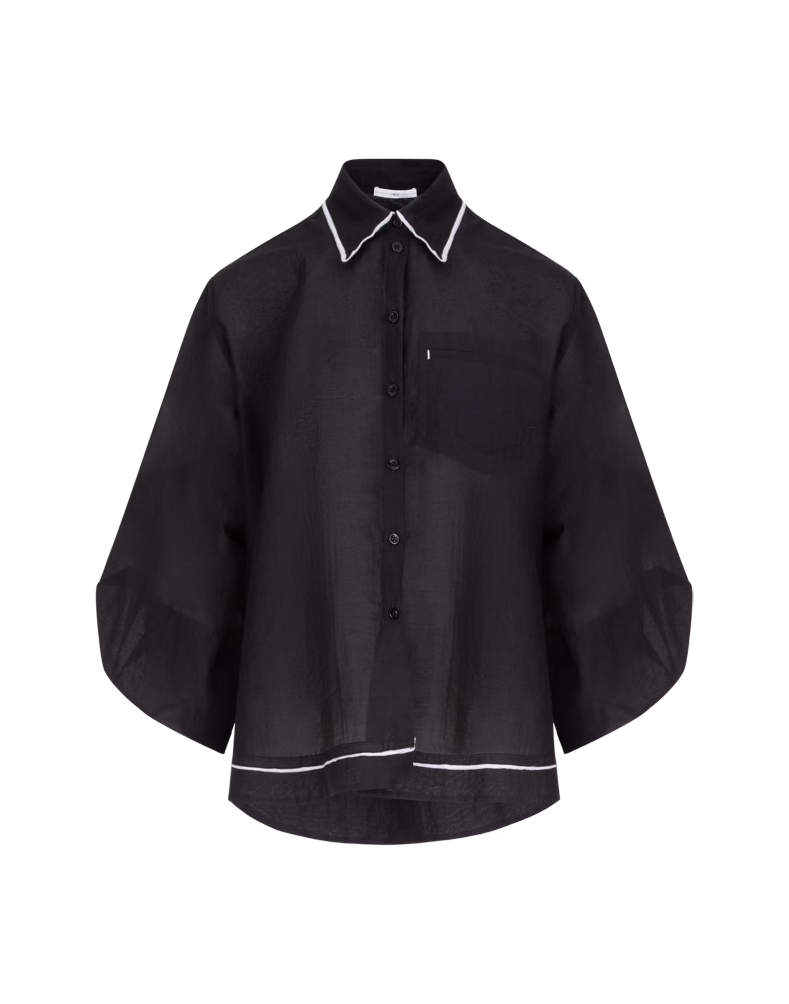 Proclaim Oversized black organza shirt with puff sleeves Black