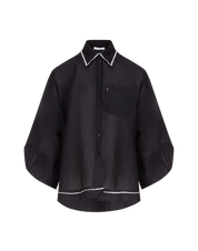 Proclaim Oversized black organza shirt with puff sleeves Black