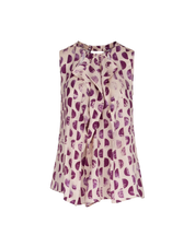 So & So Silk satin fuchsia top with cream polka dots