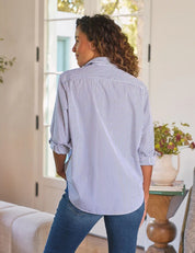 Eileen Relaxed Button-Up Shirt White/Navy Stripe