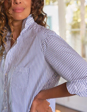 Eileen Relaxed Button-Up Shirt White/Navy Stripe