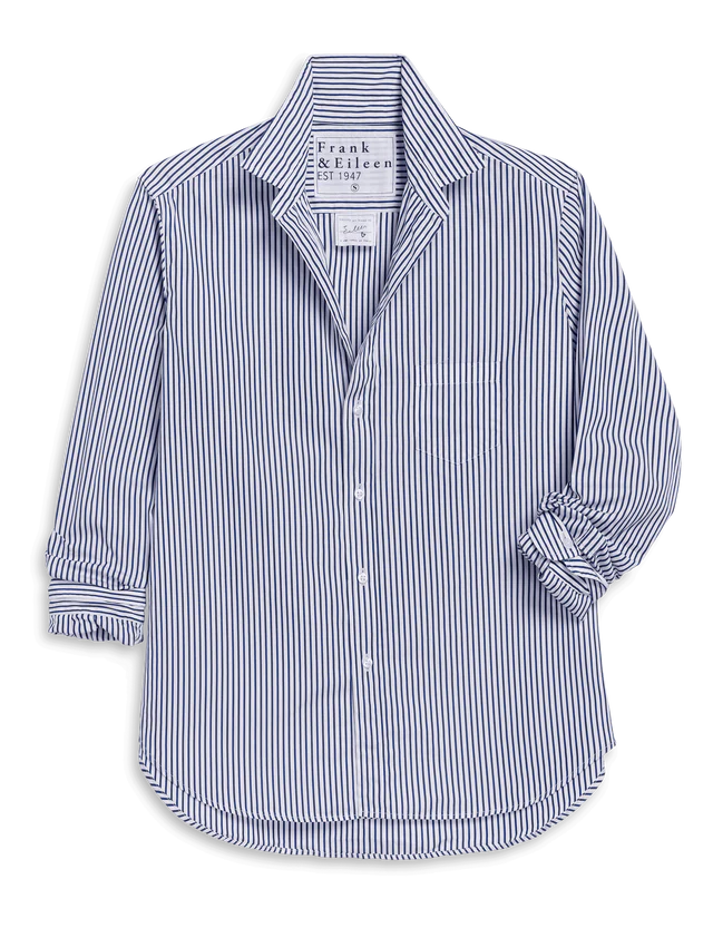 Eileen Relaxed Button-Up Shirt White/Navy Stripe