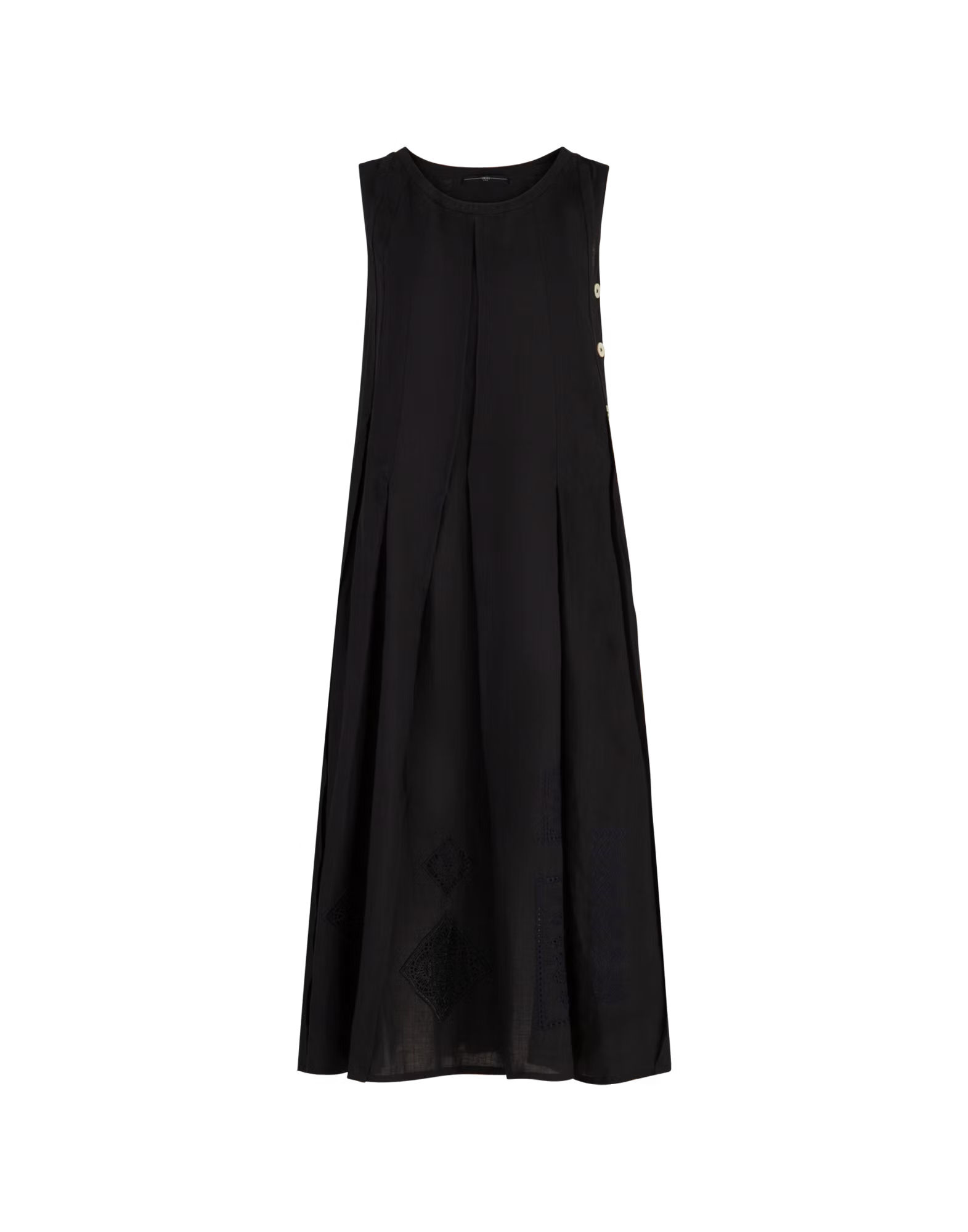 Illustrate Navy blue midi ramiè dress with embroidery