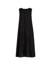 Illustrate Navy blue midi ramiè dress with embroidery