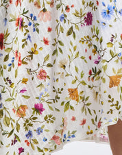 Awakening Silk and cotton white dress with floral print