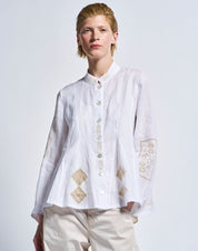 Sequential Ecru ramiè jacket with embroidery