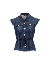 Raise Up Indigo denim vest with waist tie