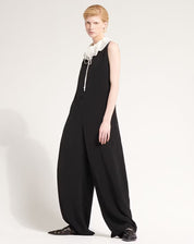 Peep silk georgette top with ruffled collar