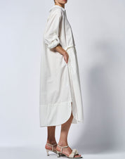 Tomorrow White cotton poplin midi tunic shirtdress