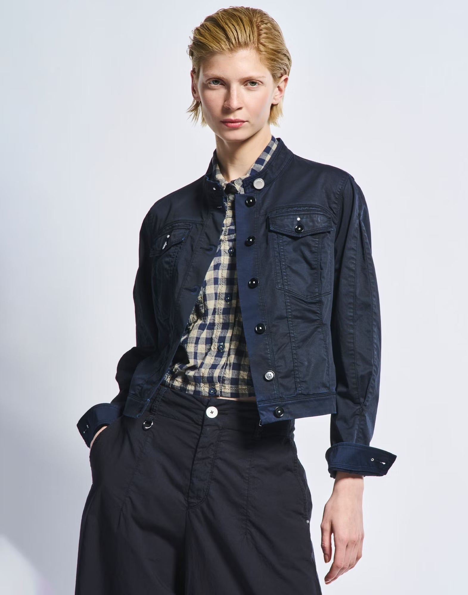 Energetic Navy ombré cotton satin jacket