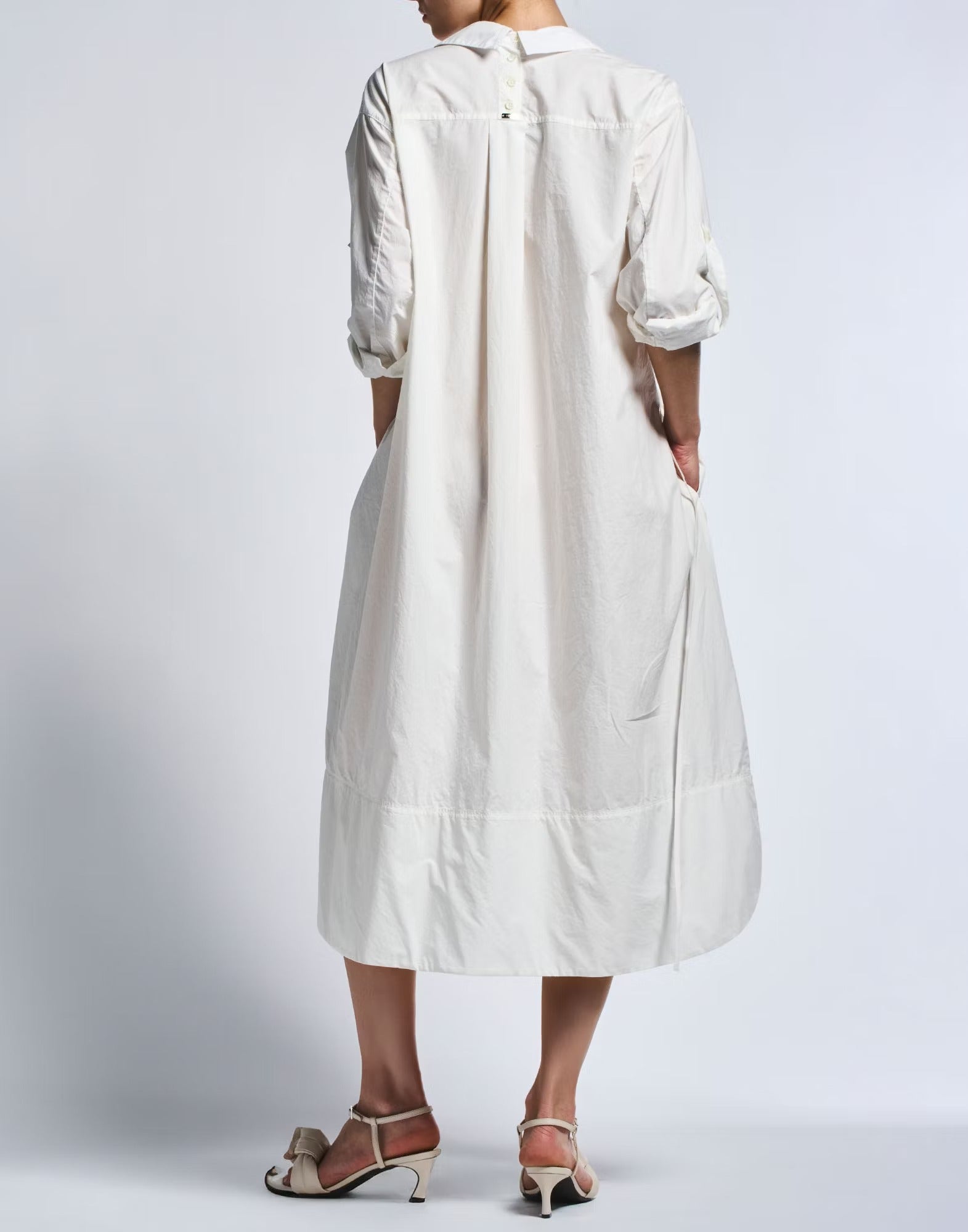Tomorrow White cotton poplin midi tunic shirtdress