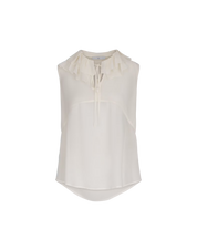 Peep silk georgette top with ruffled collar